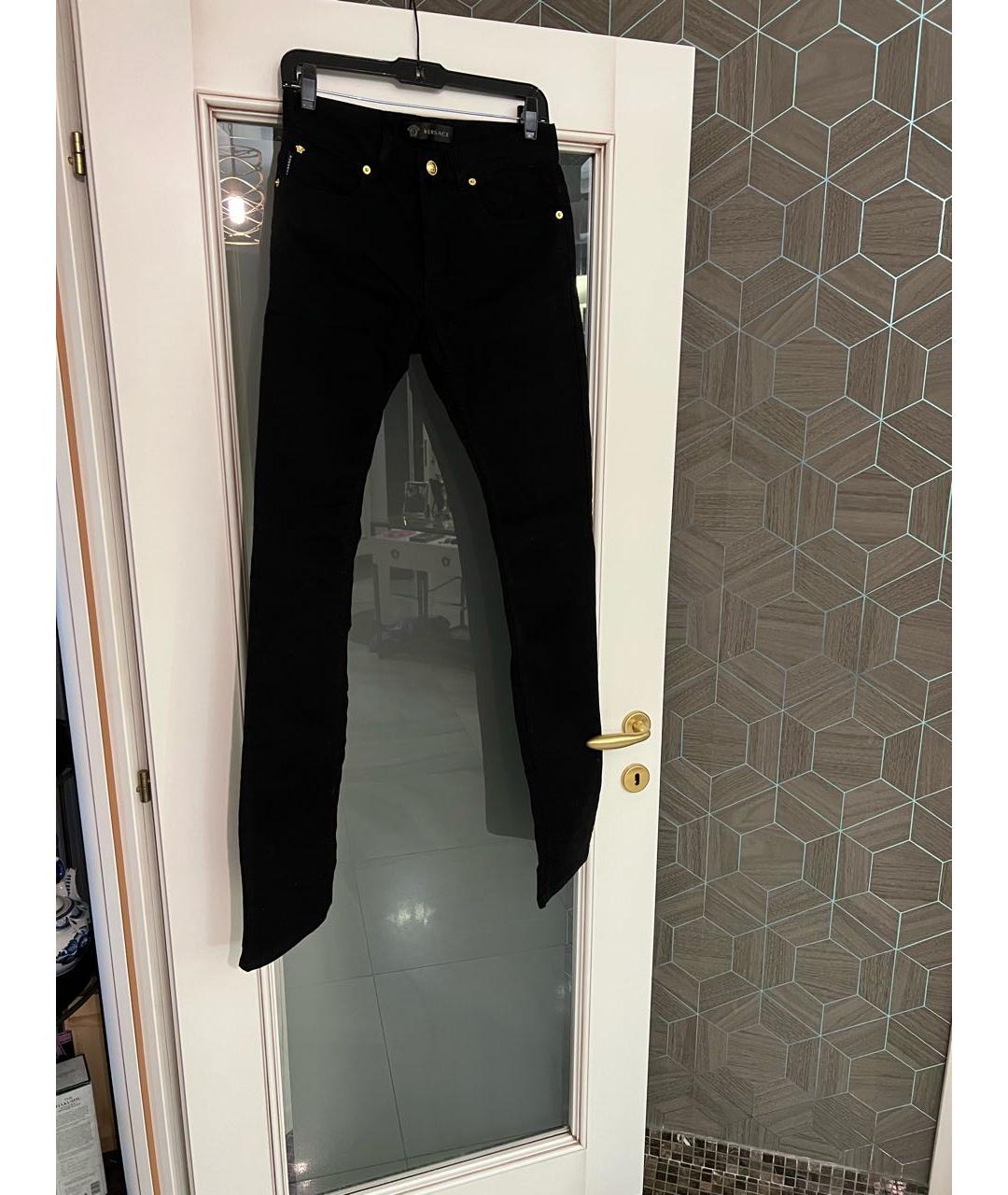 VERSACE Черные хлопко-полиэстеровые джинсы скинни, фото 7