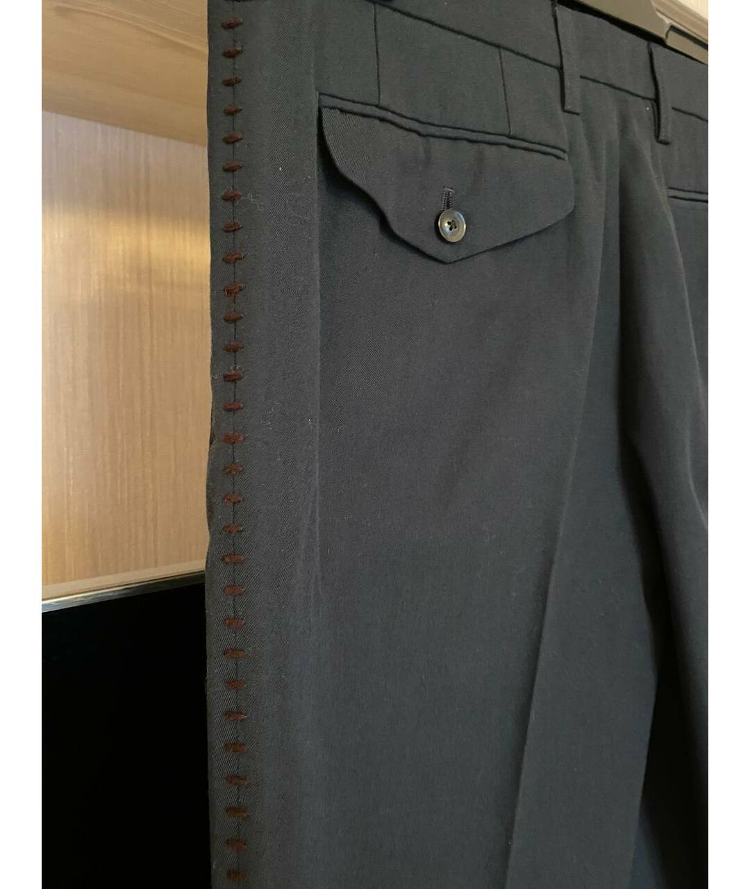 KOLOR Синие шерстяные классические брюки, фото 6