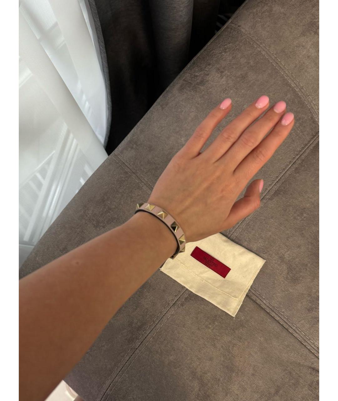 VALENTINO Розовый кожаный браслет, фото 2