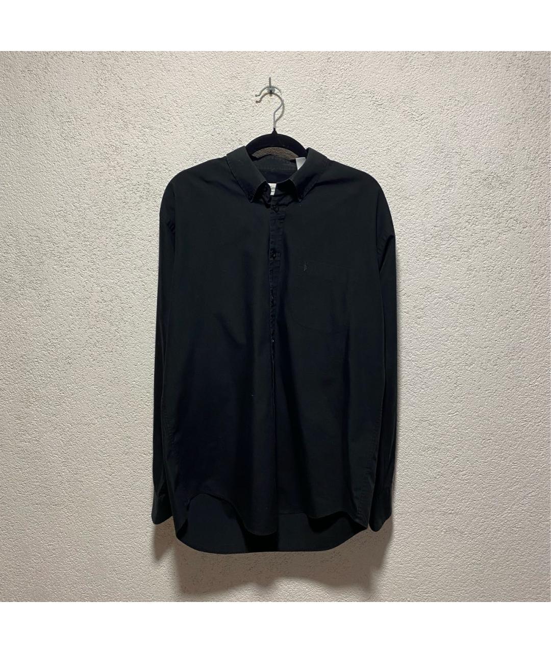 SAINT LAURENT Черная хлопко-полиэстеровая классическая рубашка, фото 6