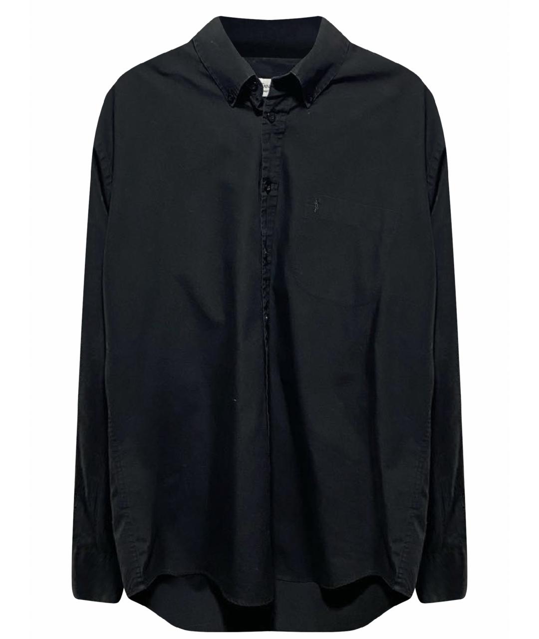 SAINT LAURENT Черная хлопко-полиэстеровая классическая рубашка, фото 1