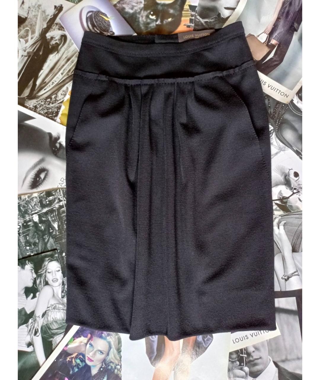 LOUIS VUITTON PRE-OWNED Черная шерстяная юбка миди, фото 2