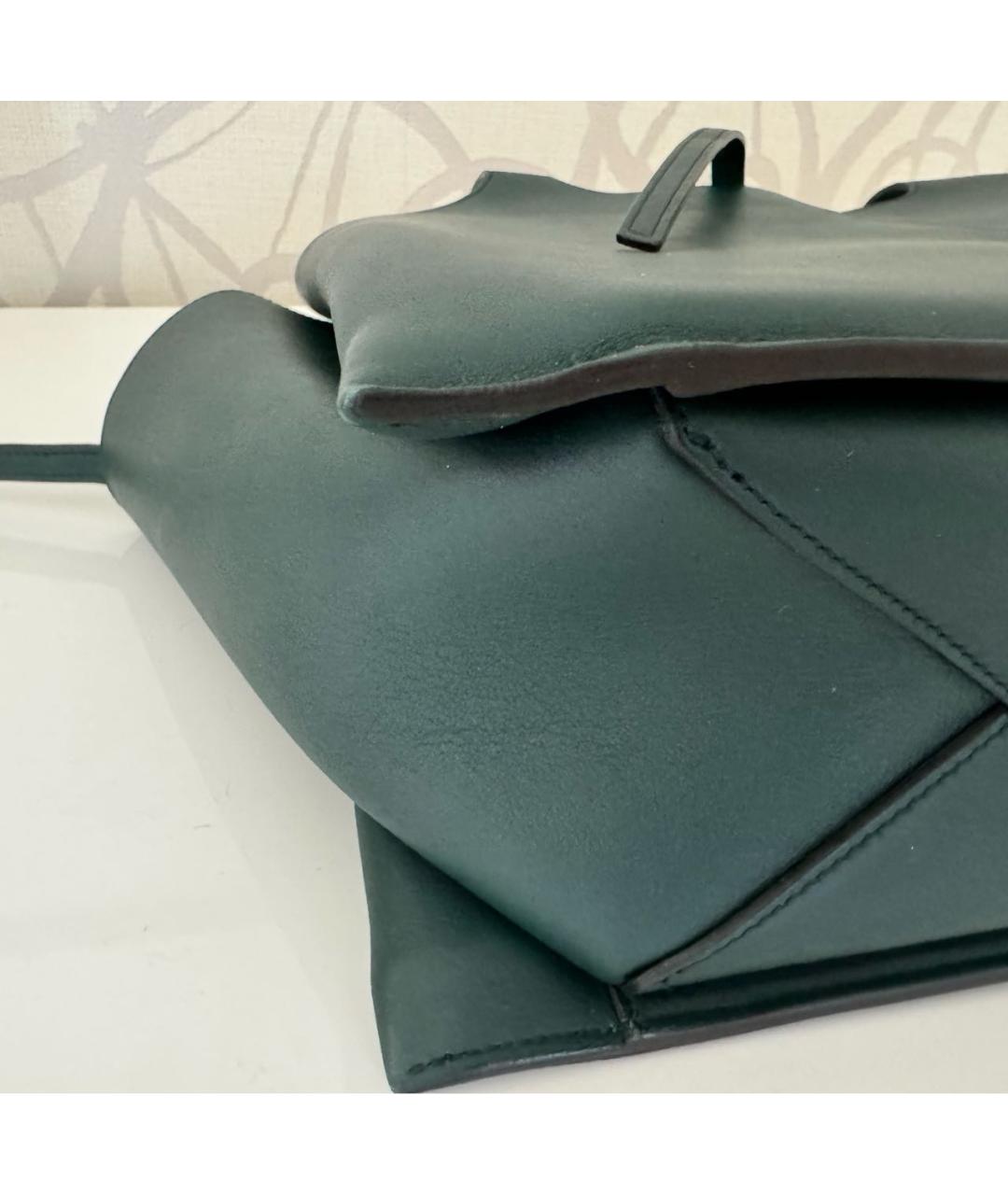 CELINE PRE-OWNED Зеленая кожаная сумка с короткими ручками, фото 6