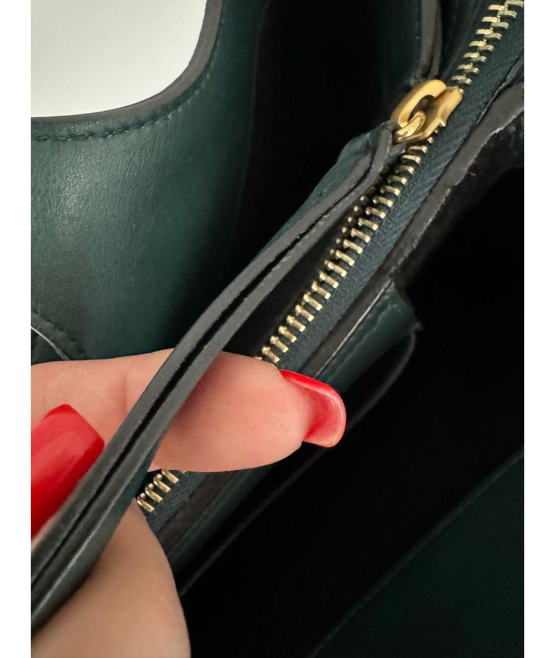 CELINE Зеленая кожаная сумка с короткими ручками, фото 7