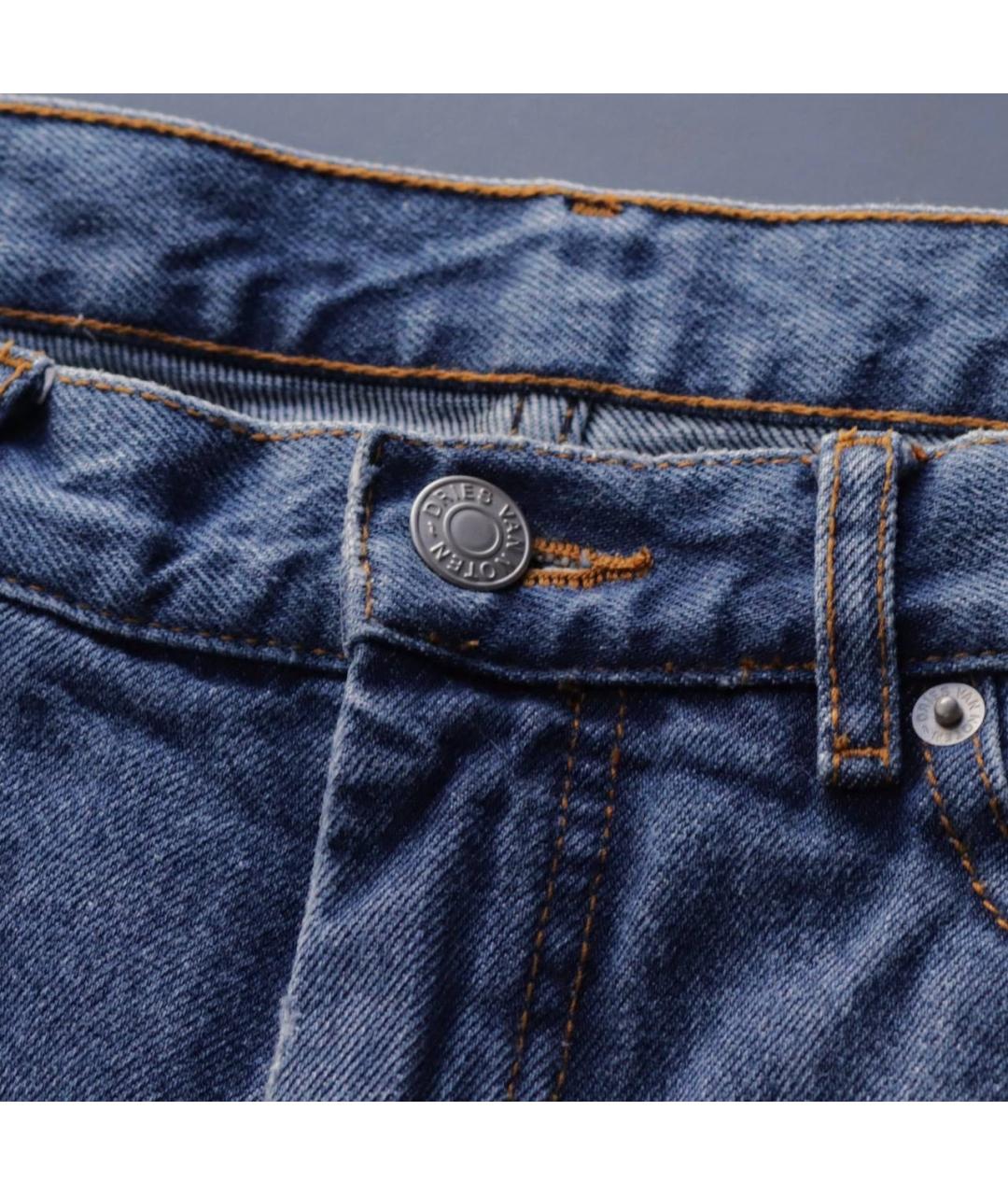 DRIES VAN NOTEN Синие хлопковые джинсы слим, фото 5