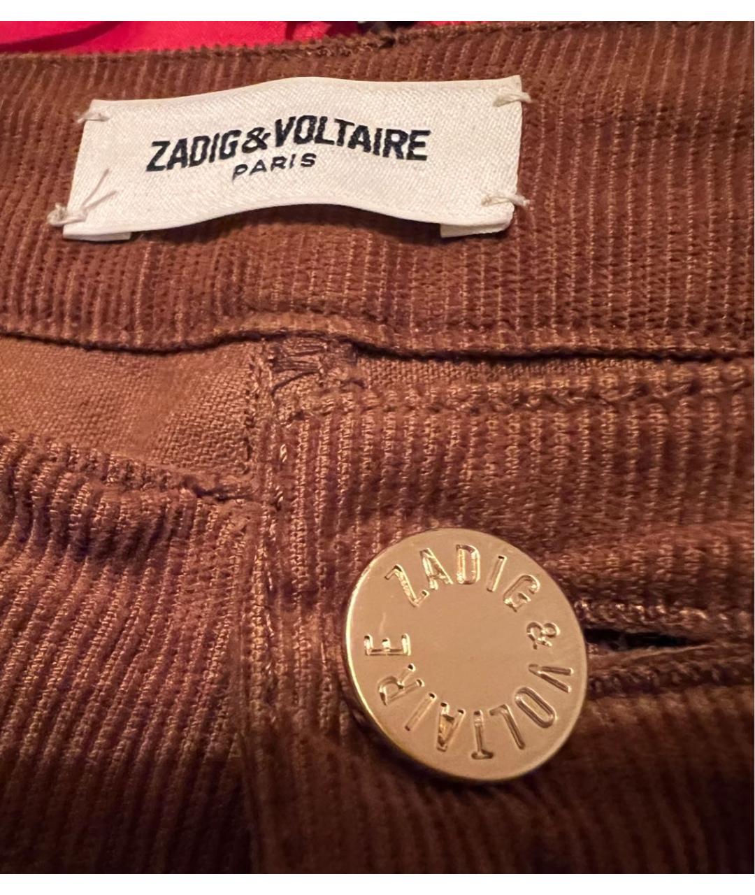 ZADIG & VOLTAIRE Коричневые хлопко-эластановые джинсы слим, фото 3