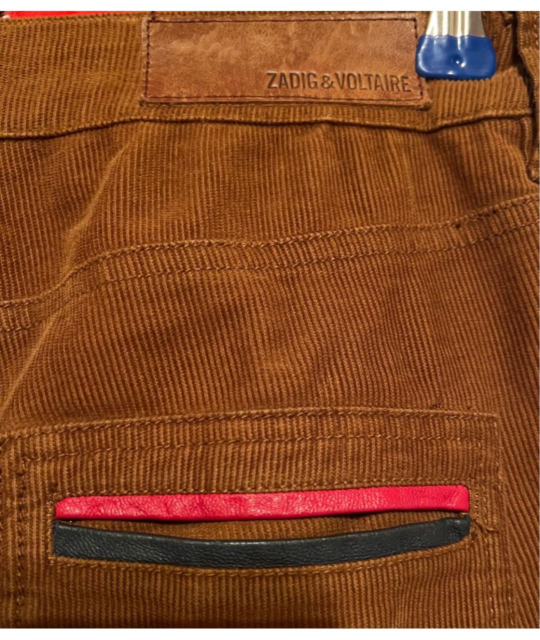 ZADIG & VOLTAIRE Коричневые хлопко-эластановые джинсы слим, фото 5