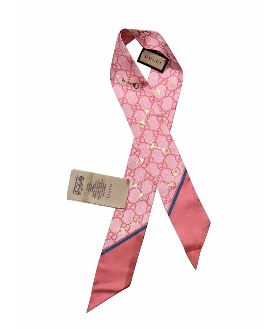 GUCCI Розовый шелковый платок, фото 1