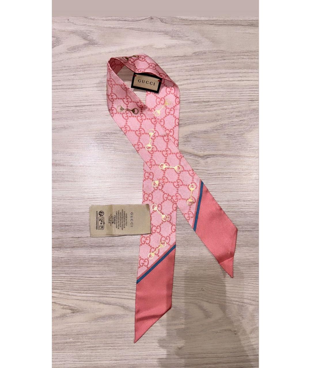GUCCI Розовый шелковый платок, фото 4