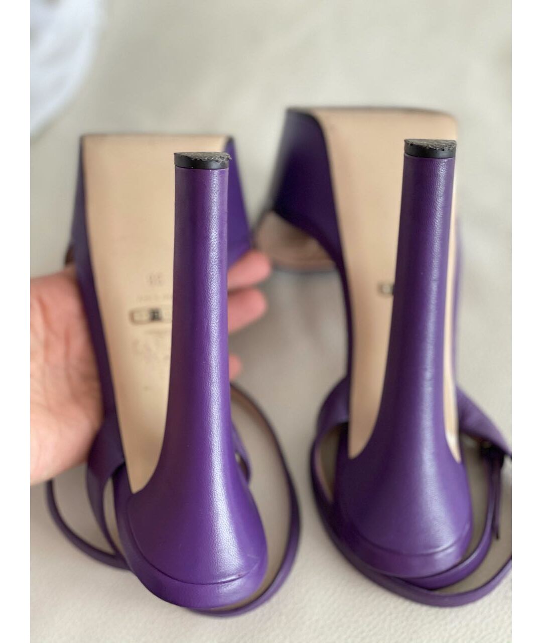 GUCCI Фиолетовые кожаные босоножки, фото 8