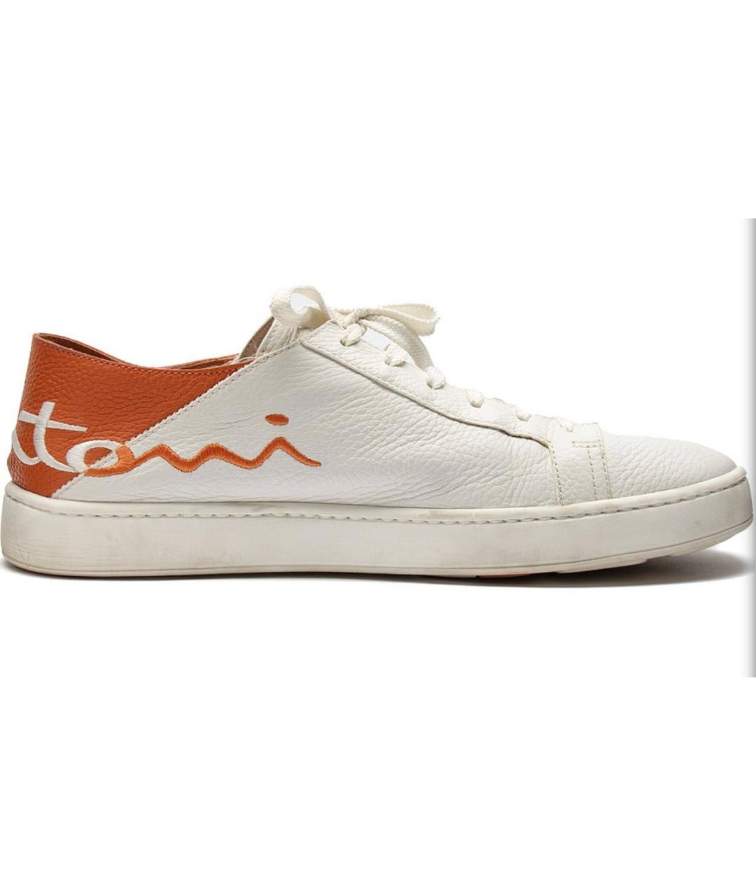 SANTONI Белые кожаные низкие кроссовки / кеды, фото 5