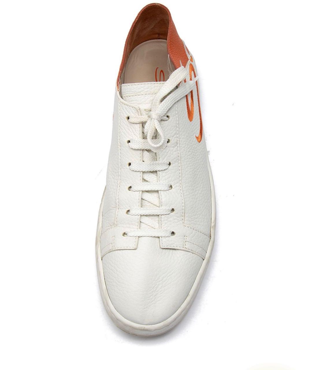 SANTONI Белые кожаные низкие кроссовки / кеды, фото 3