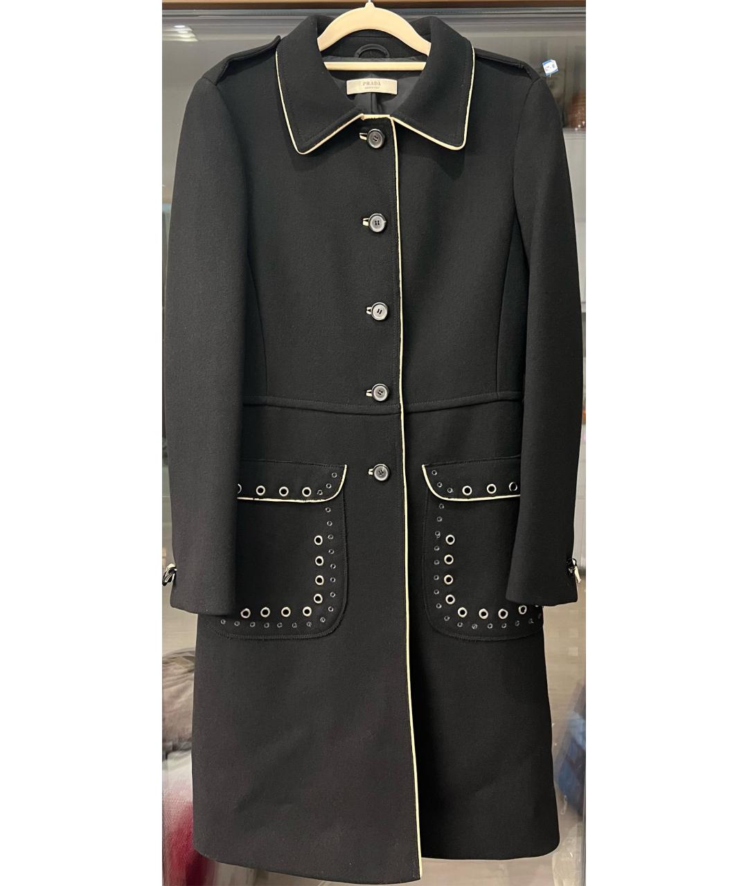 PRADA Черное шерстяное пальто, фото 8
