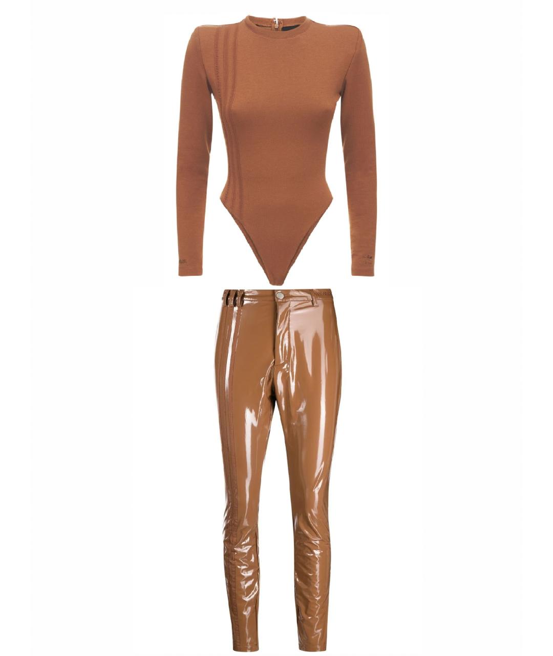 ADIDAS Коричневый полиэстеровый костюм с брюками, фото 1