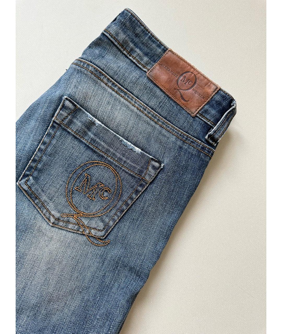ALEXANDER MCQUEEN Синие хлопко-эластановые джинсы слим, фото 4