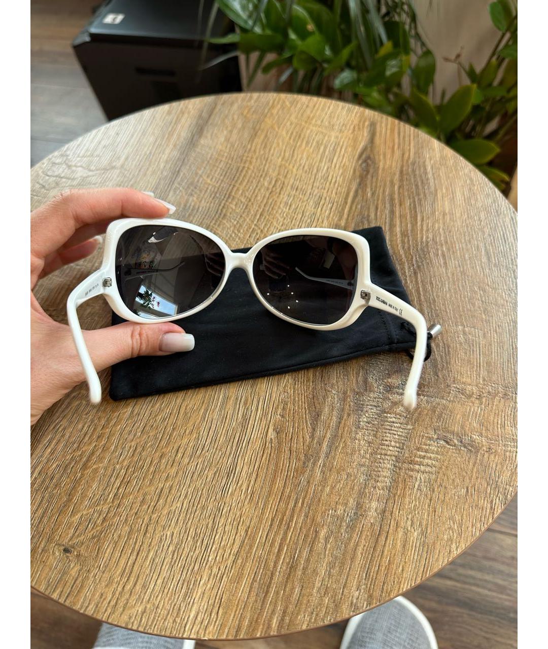 DOLCE&GABBANA Белые пластиковые солнцезащитные очки, фото 6
