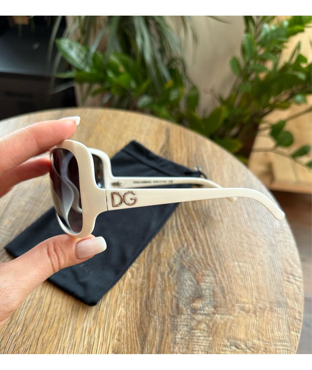 DOLCE&GABBANA Белые пластиковые солнцезащитные очки, фото 2
