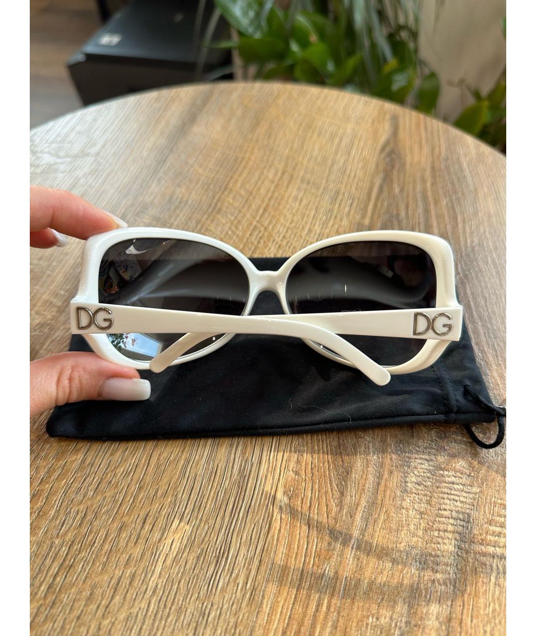 DOLCE&GABBANA Белые пластиковые солнцезащитные очки, фото 4