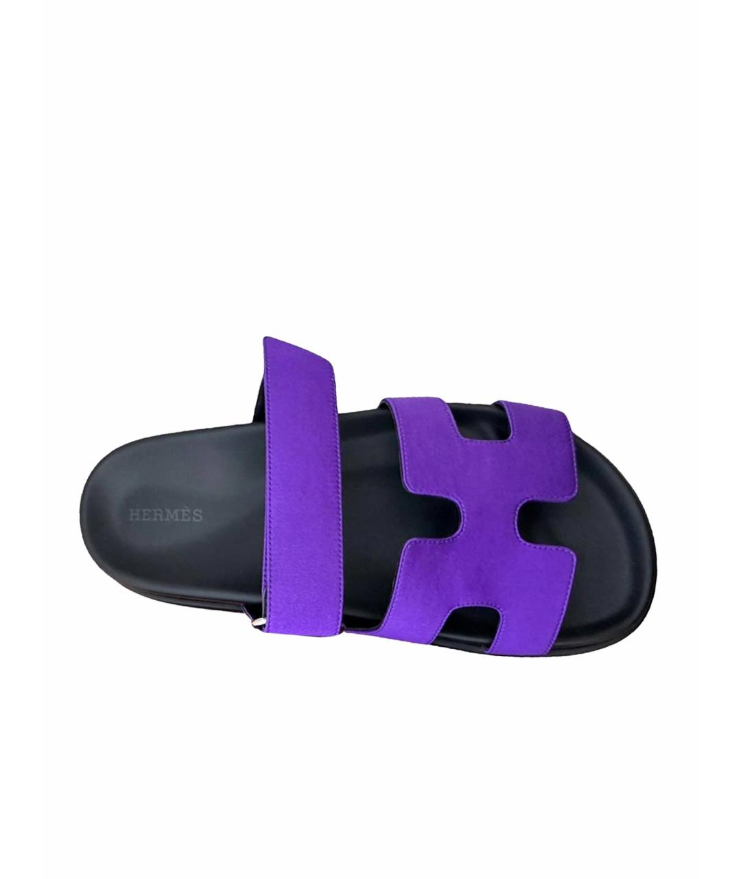 HERMES Фиолетовые текстильные сандалии, фото 1