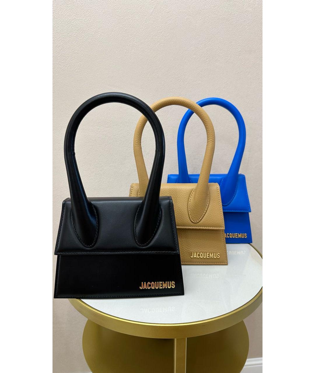 JACQUEMUS Черная кожаная сумка через плечо, фото 2