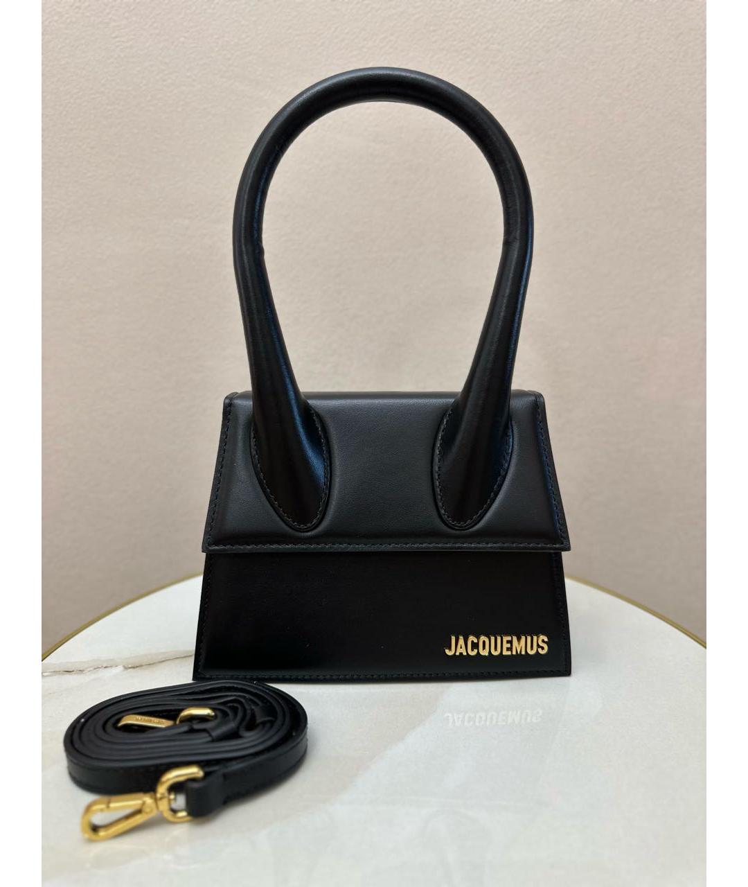 JACQUEMUS Черная кожаная сумка через плечо, фото 9