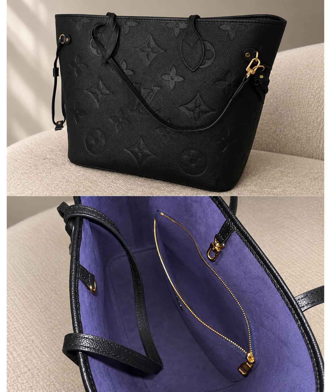 LOUIS VUITTON Черная кожаная сумка тоут, фото 3