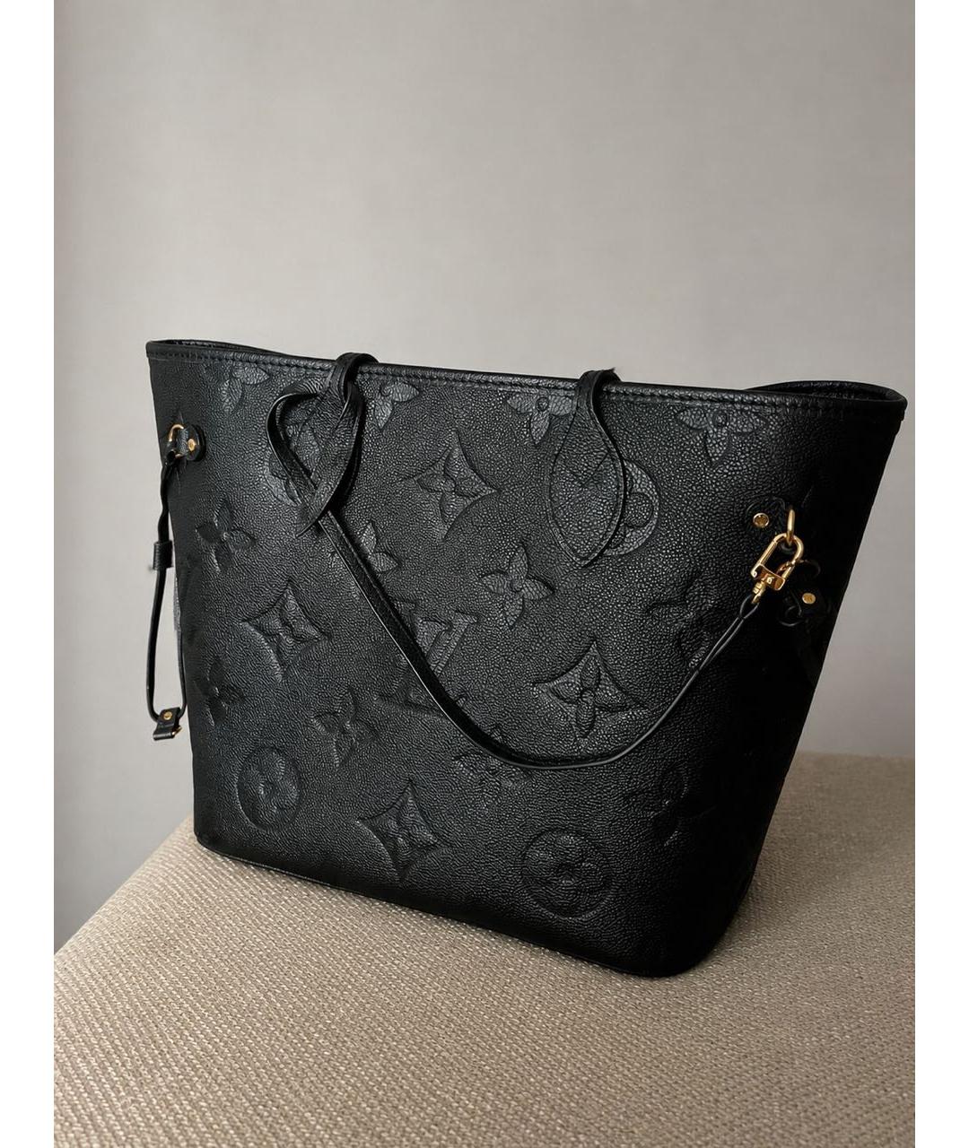 LOUIS VUITTON Черная кожаная сумка тоут, фото 2