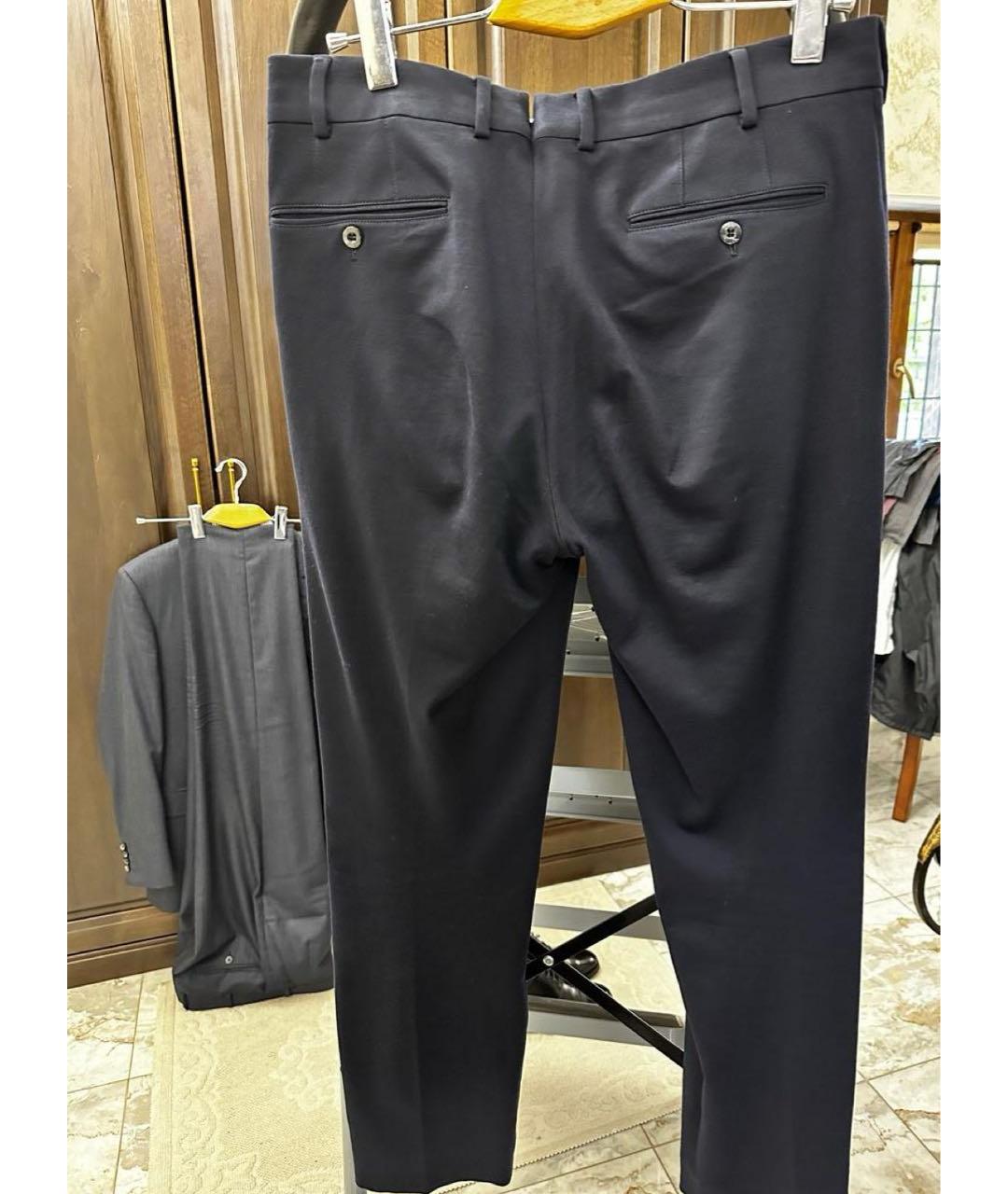 LORO PIANA Темно-синие хлопковые классические брюки, фото 2