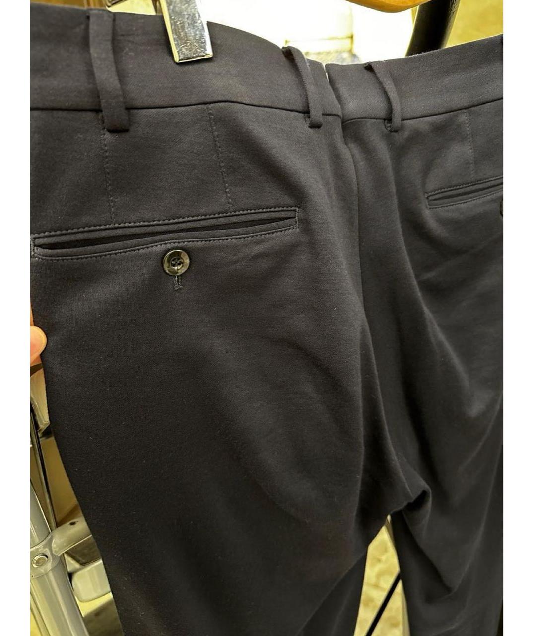 LORO PIANA Темно-синие хлопковые классические брюки, фото 4