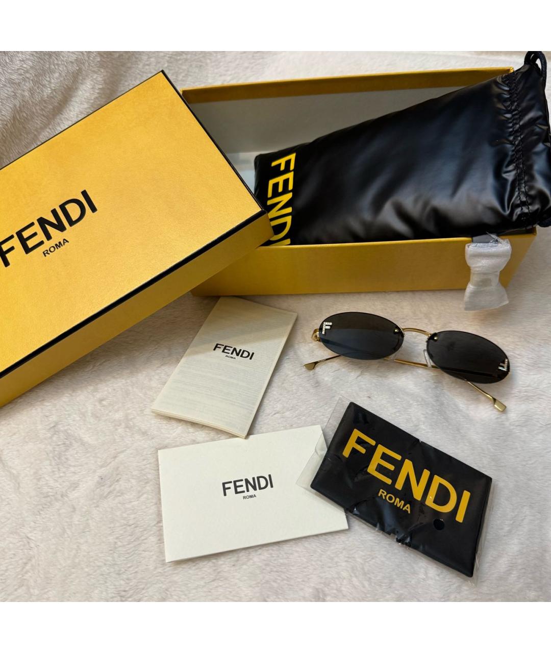 FENDI Черные металлические солнцезащитные очки, фото 3