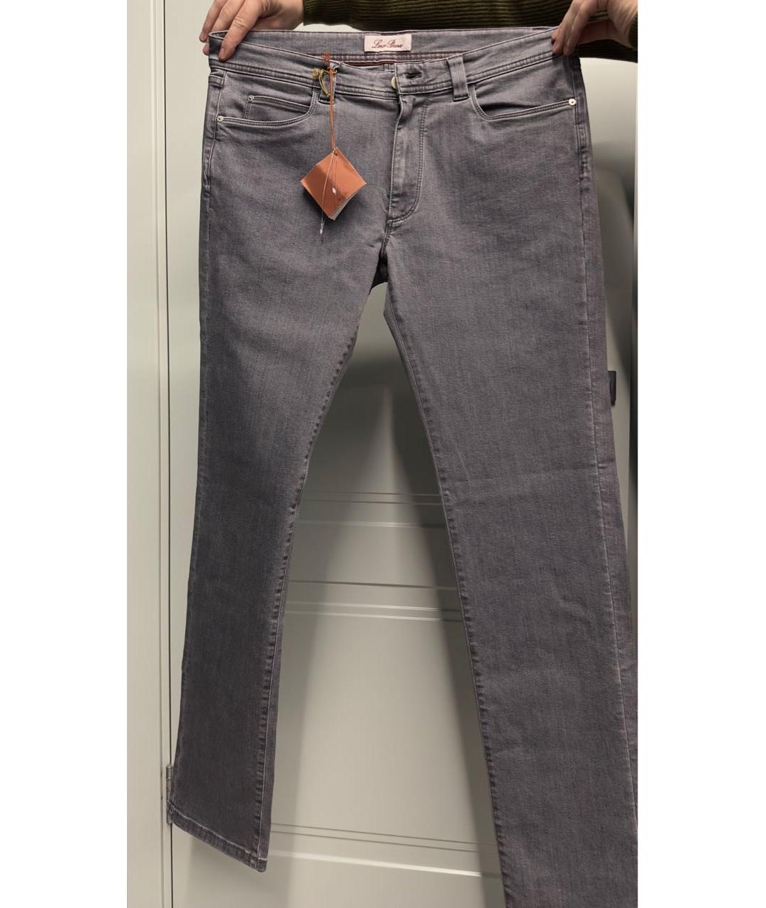 LORO PIANA Серые хлопко-эластановые джинсы скинни, фото 2