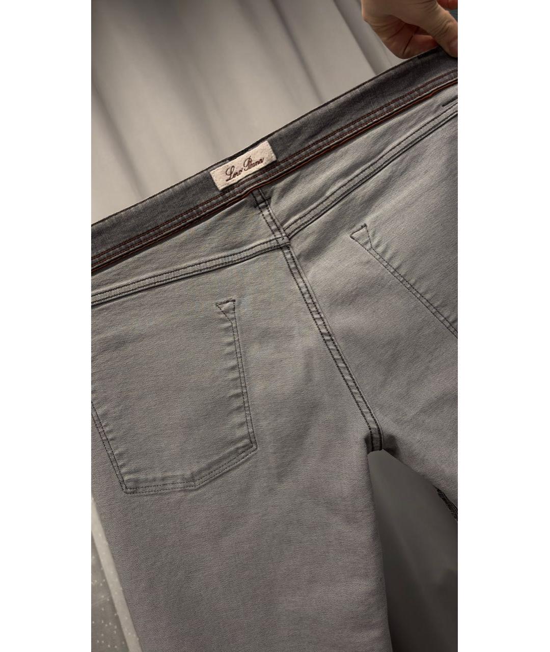 LORO PIANA Серые хлопко-эластановые джинсы скинни, фото 4