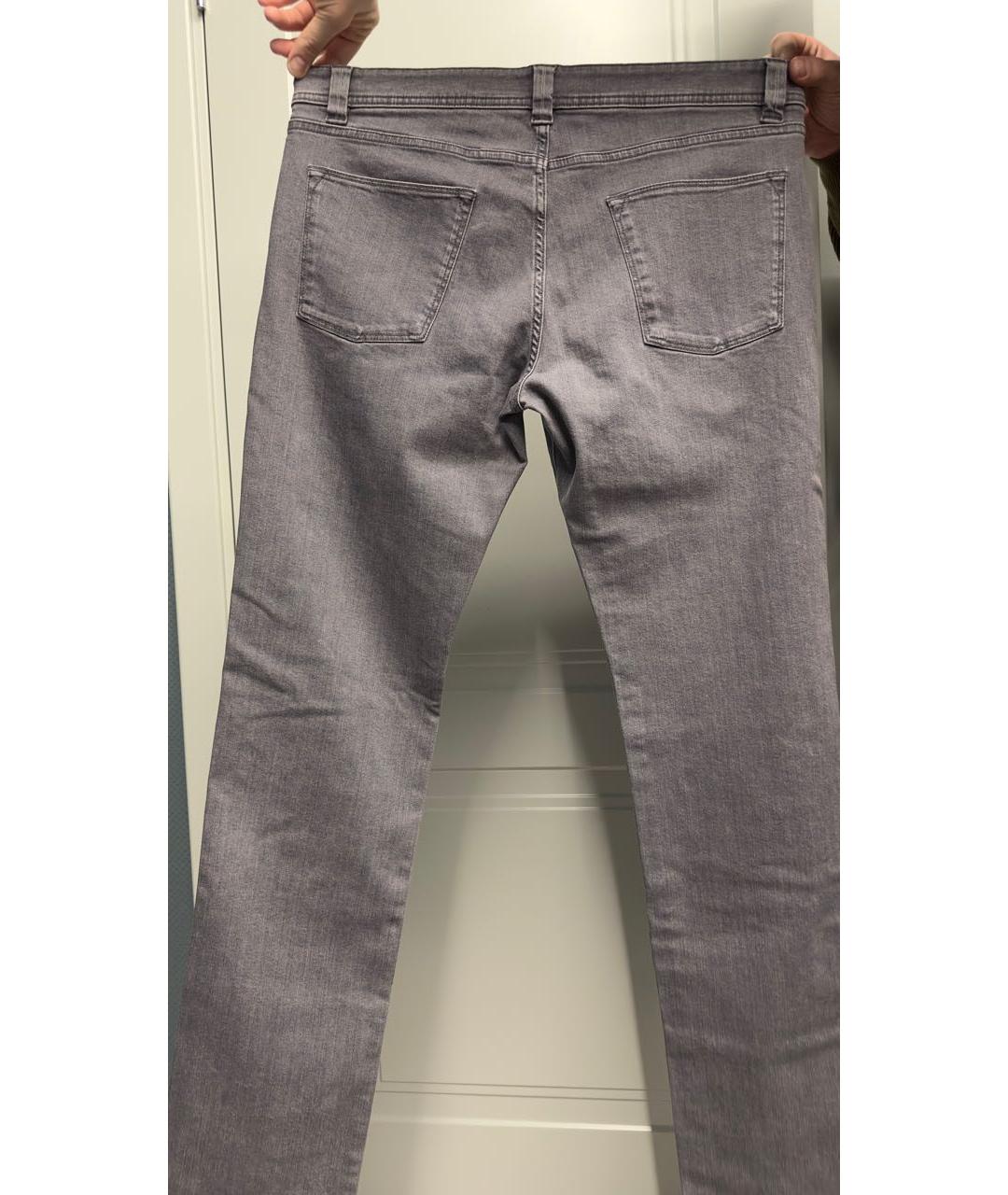 LORO PIANA Серые хлопко-эластановые джинсы скинни, фото 3