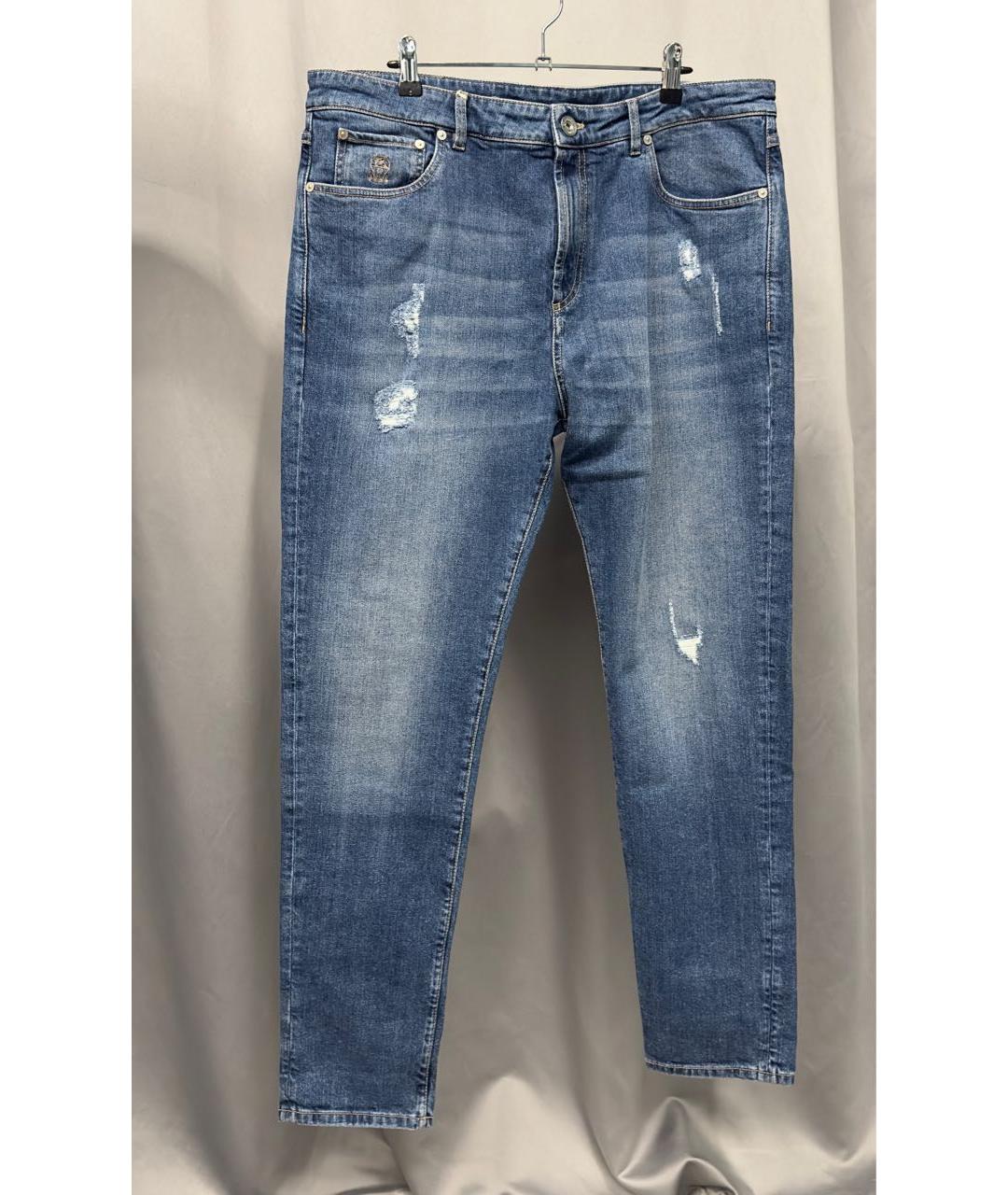 BRUNELLO CUCINELLI Синие хлопко-эластановые джинсы скинни, фото 7