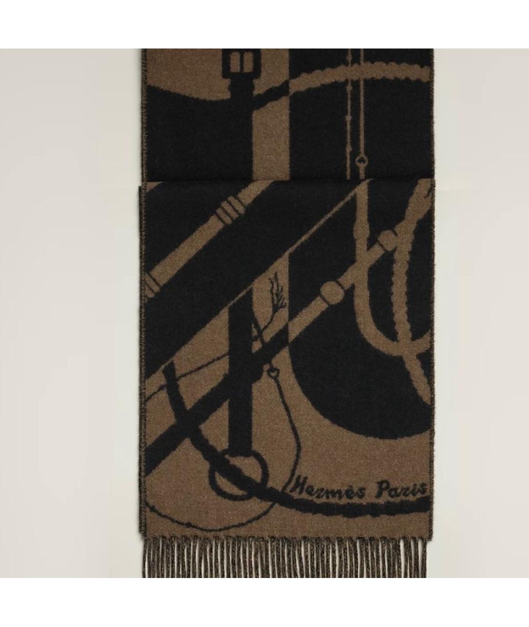 HERMES PRE-OWNED Коричневый кашемировый шарф, фото 3
