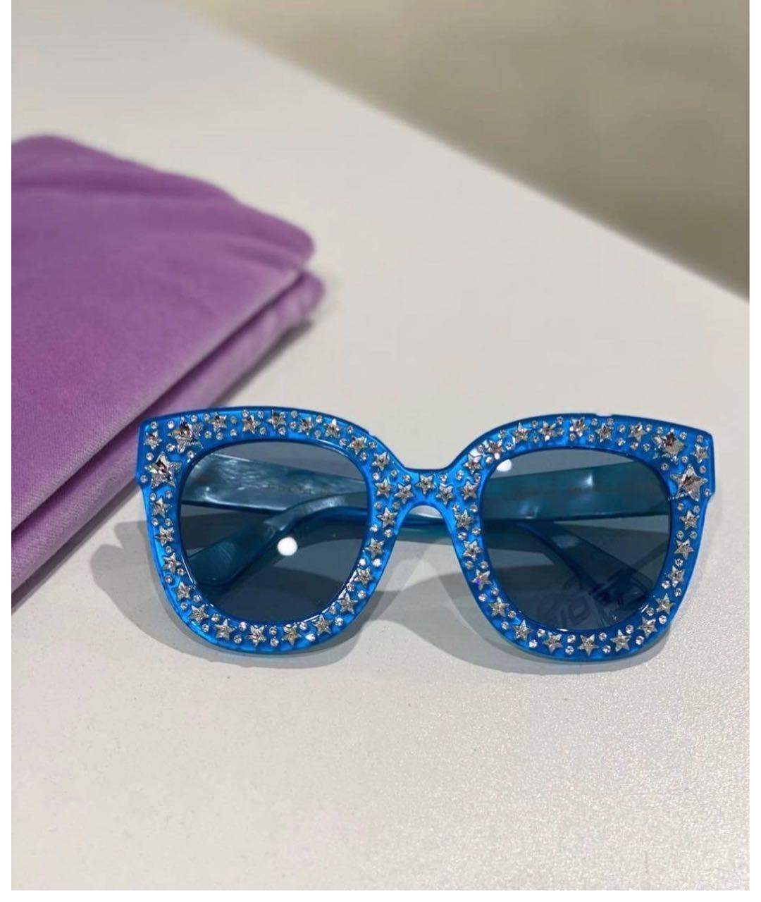 GUCCI Синие пластиковые солнцезащитные очки, фото 7