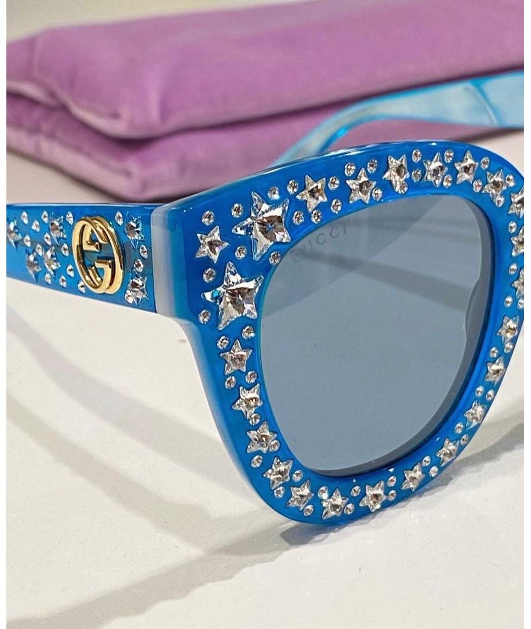 GUCCI Синие пластиковые солнцезащитные очки, фото 4