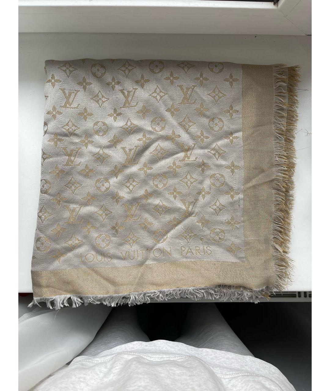 LOUIS VUITTON PRE-OWNED Серый шерстяной платок, фото 2
