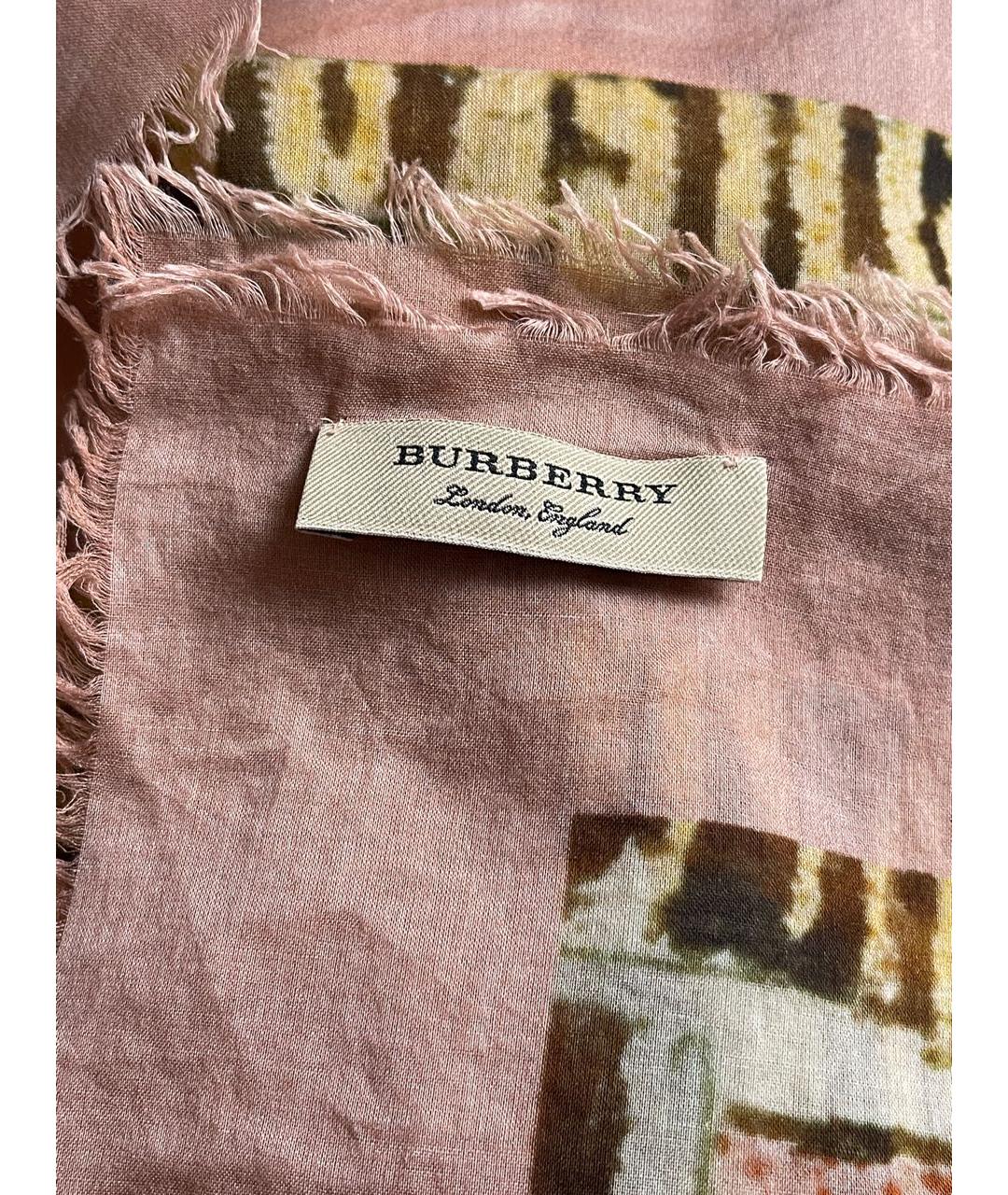 BURBERRY Розовый хлопковый платок, фото 3