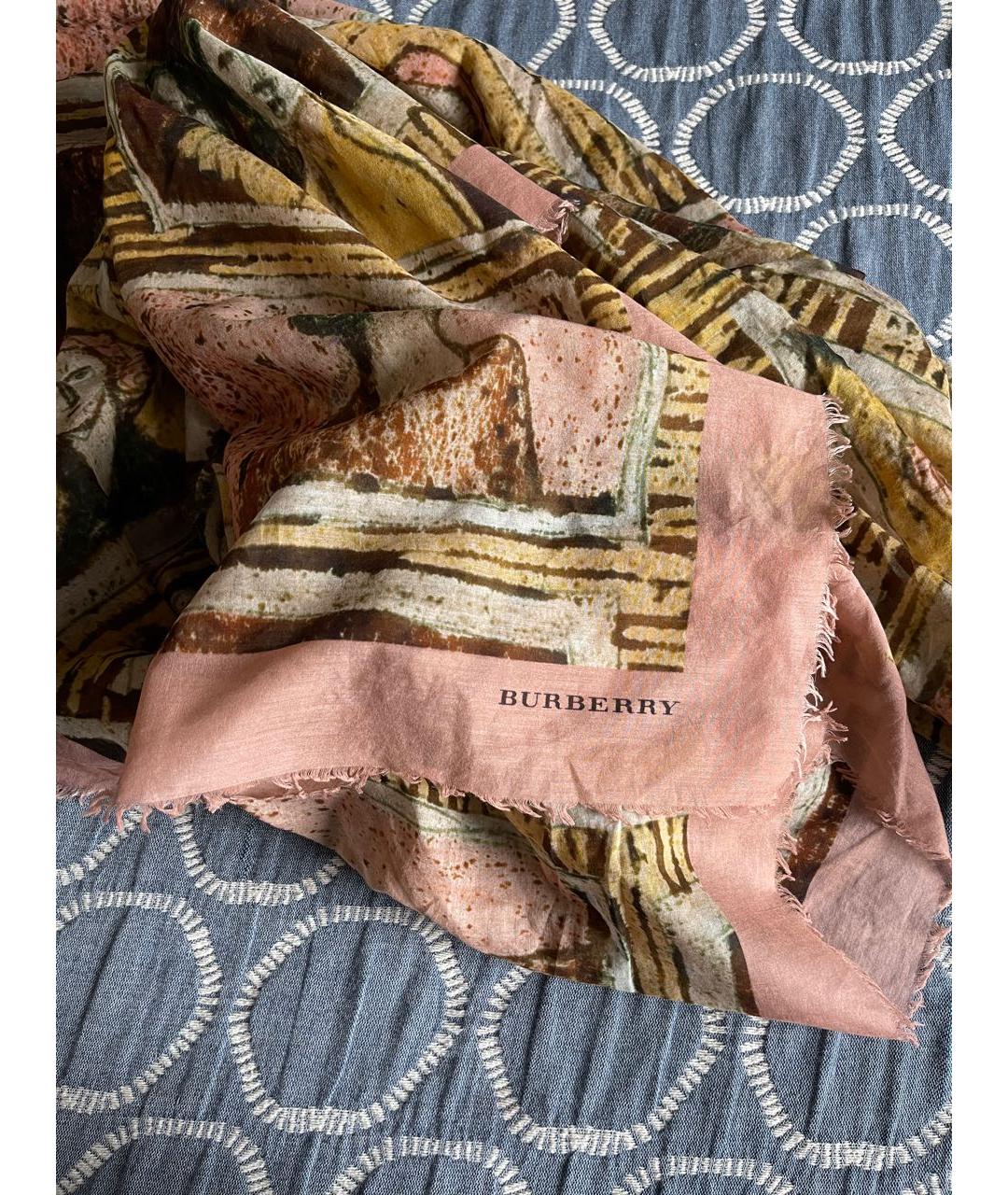 BURBERRY Розовый хлопковый платок, фото 2