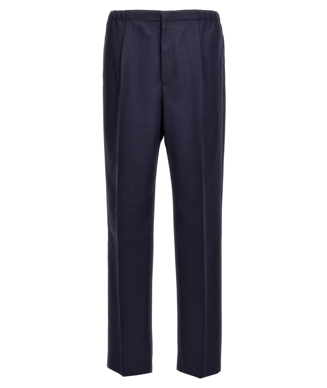 FENDI Темно-синие шерстяные повседневные брюки, фото 1