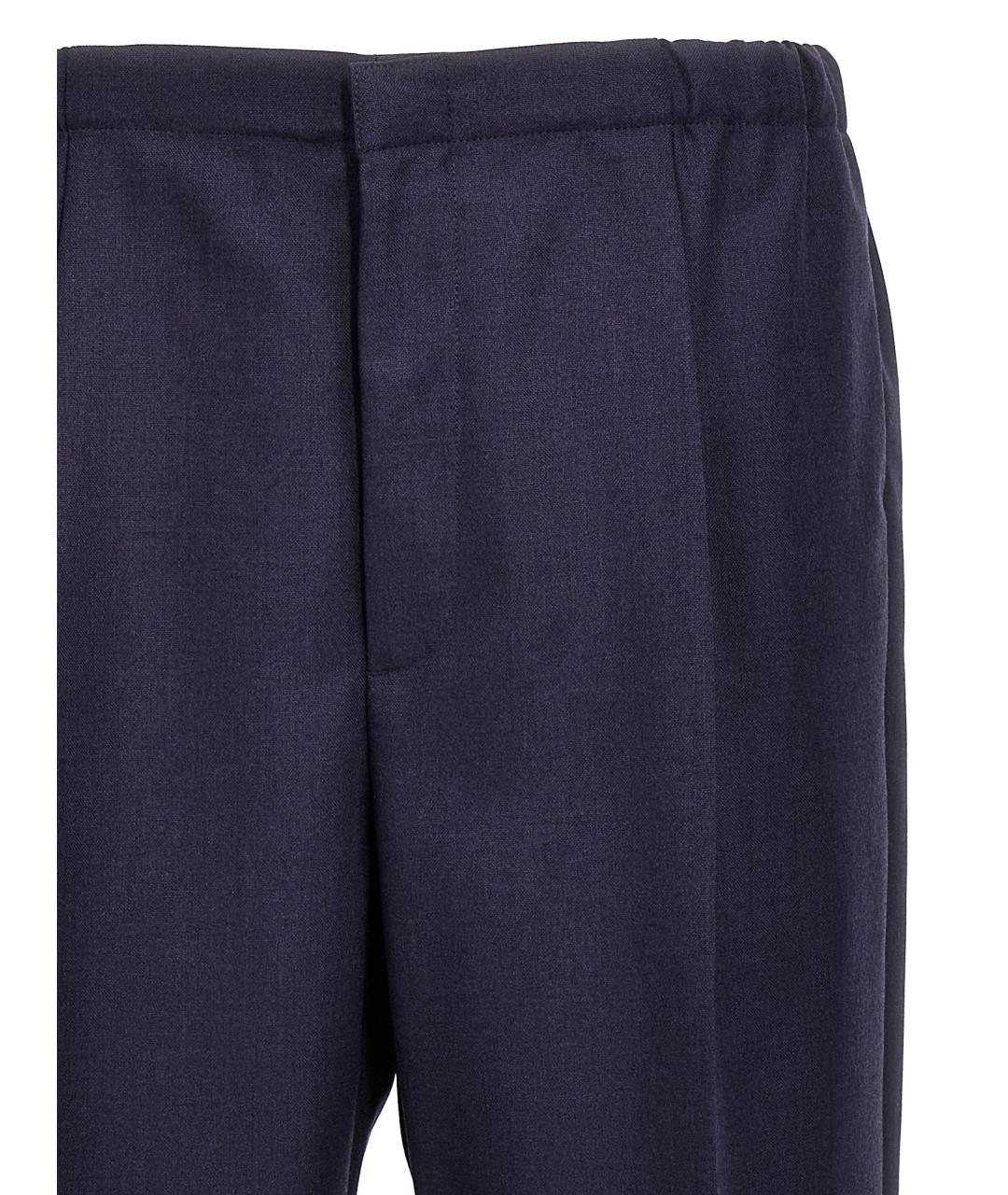 FENDI Темно-синие шерстяные повседневные брюки, фото 3