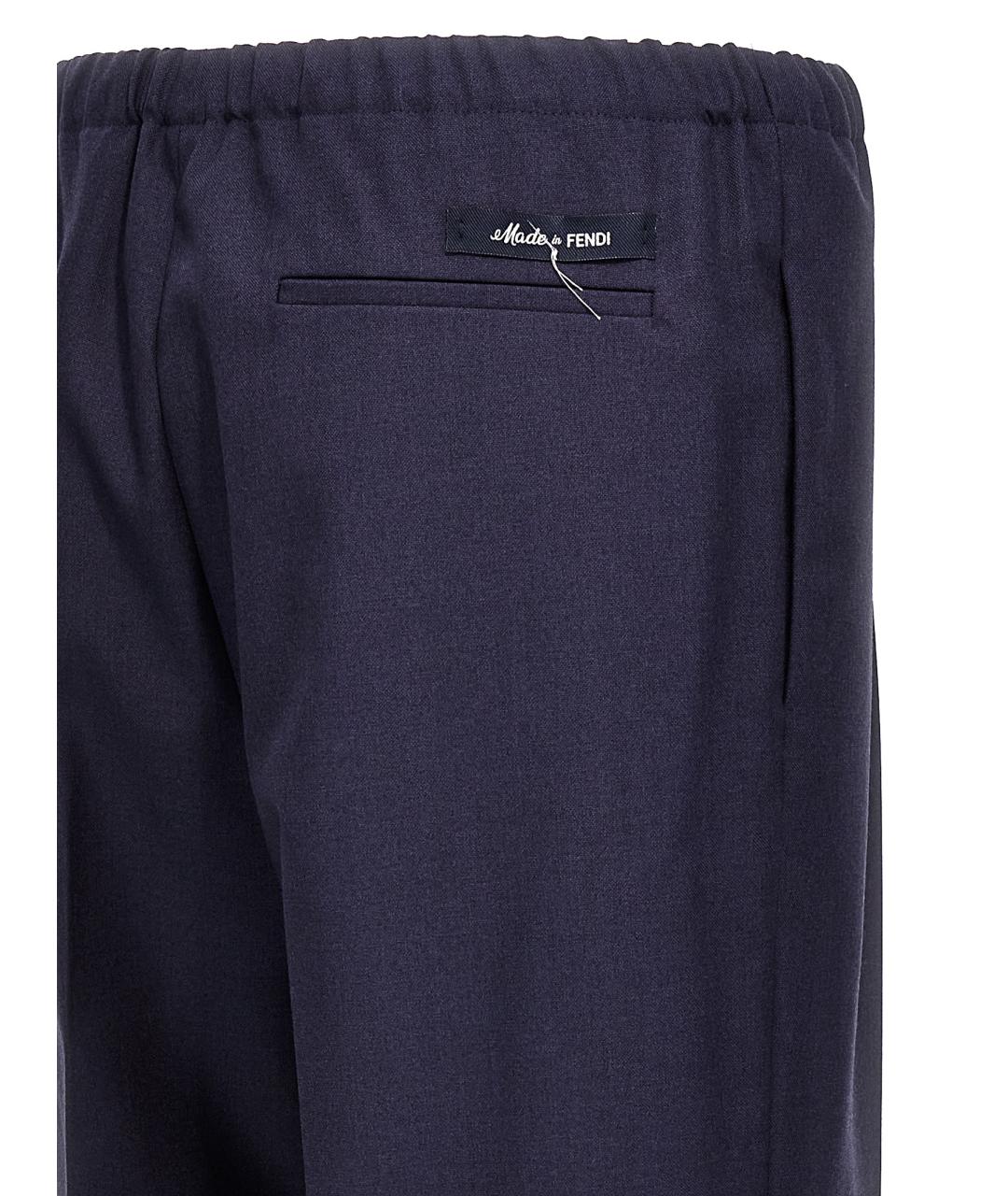 FENDI Темно-синие шерстяные повседневные брюки, фото 4