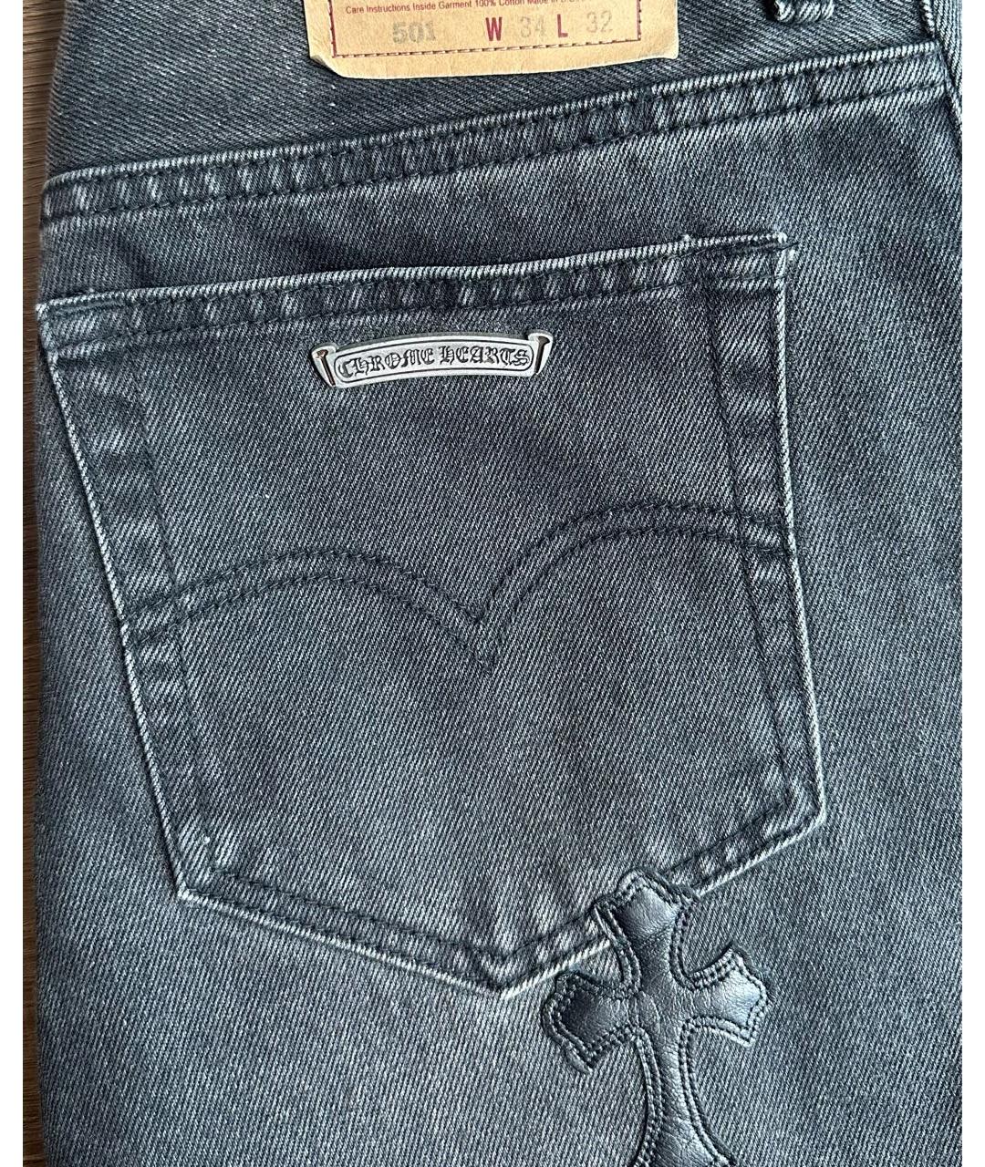 CHROME HEARTS Антрацитовые прямые джинсы, фото 3