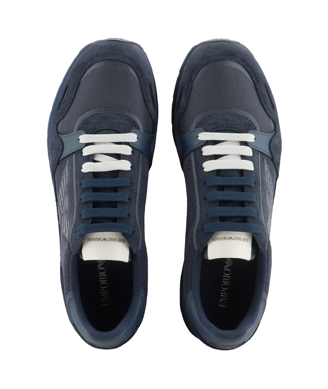 EMPORIO ARMANI Синие синтетические низкие кроссовки / кеды, фото 3