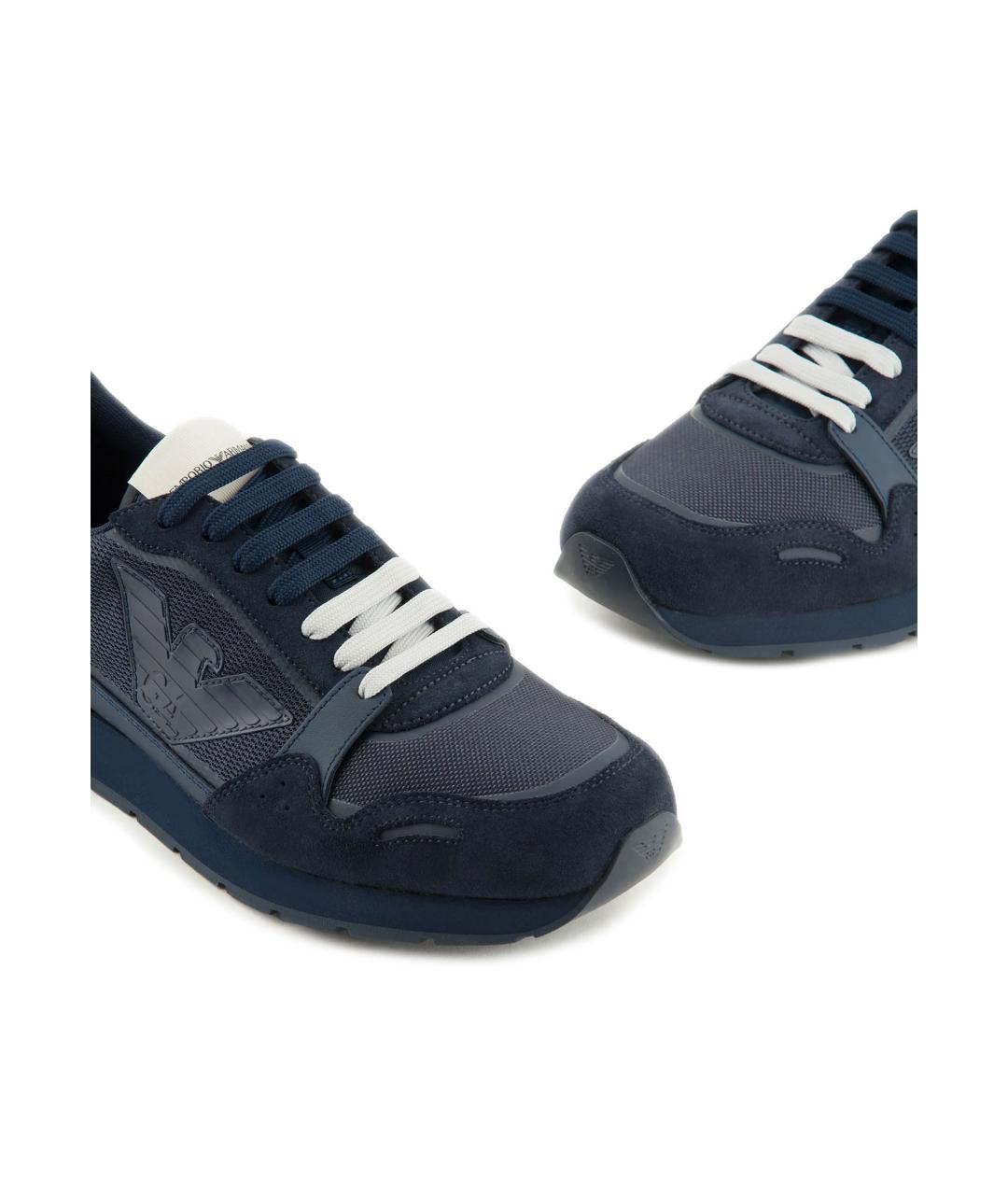 EMPORIO ARMANI Синие синтетические низкие кроссовки / кеды, фото 4