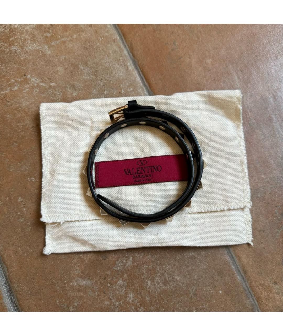 VALENTINO Черный кожаный браслет, фото 2