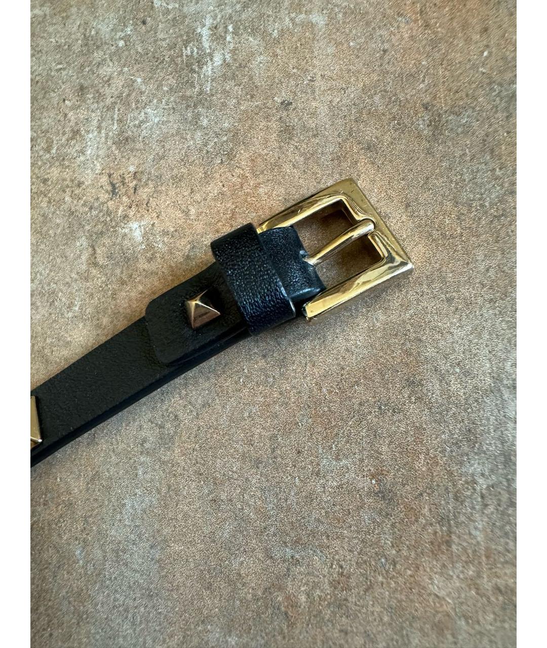 VALENTINO Черный кожаный браслет, фото 3