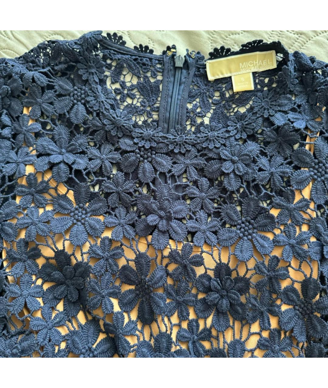 MICHAEL KORS Темно-синее кружевное коктейльное платье, фото 3