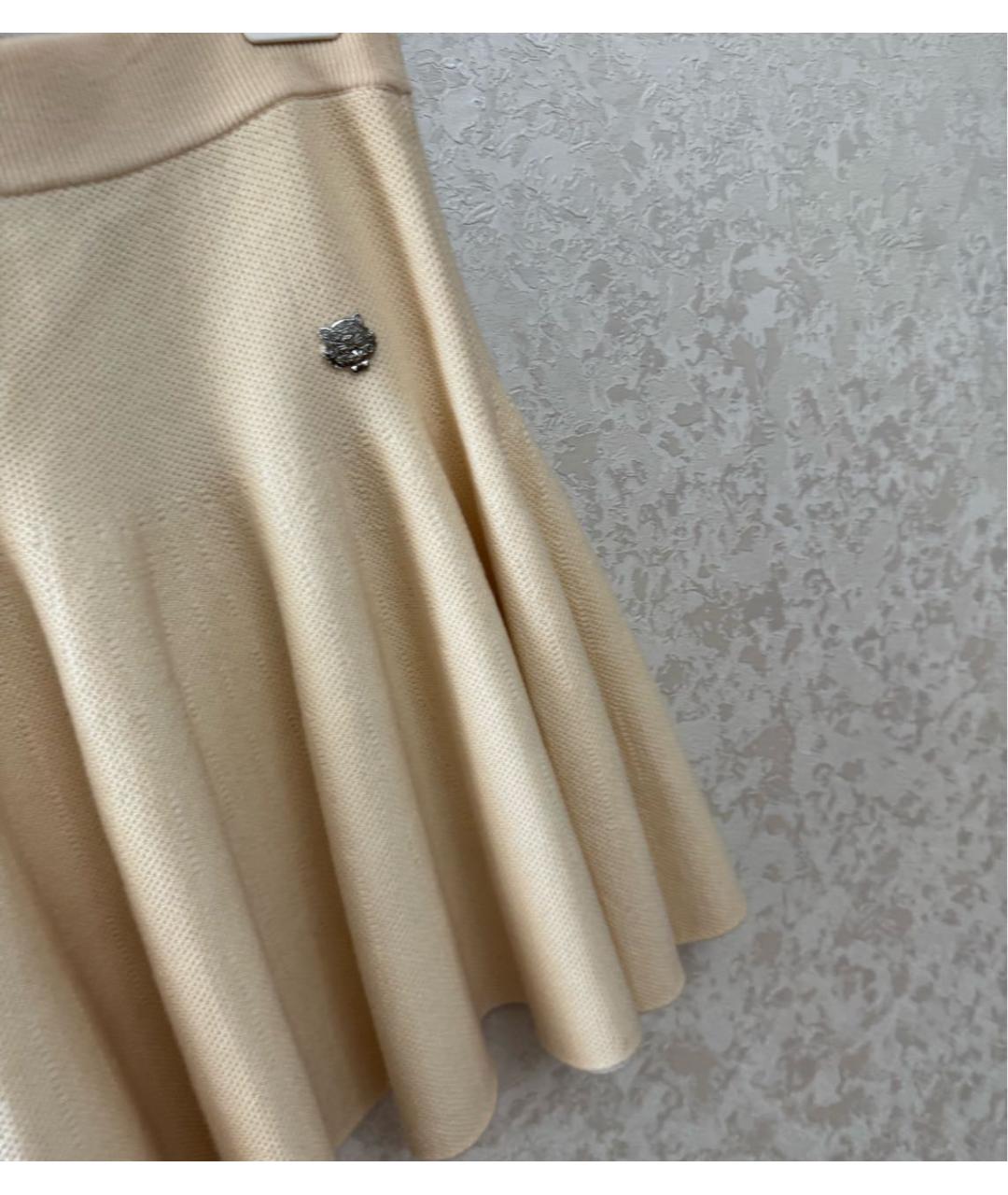 KENZO Бежевая кашемировая юбка мини, фото 4